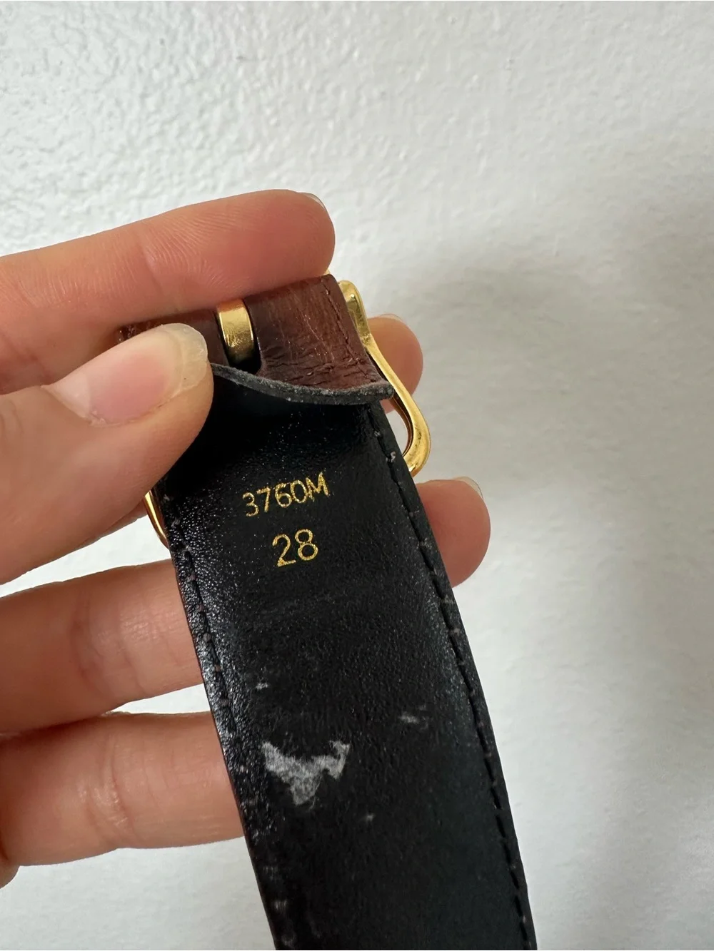 Vintage Classic Brown Leather Belt Sleek Solid Brass Buckle Minimalist Size S